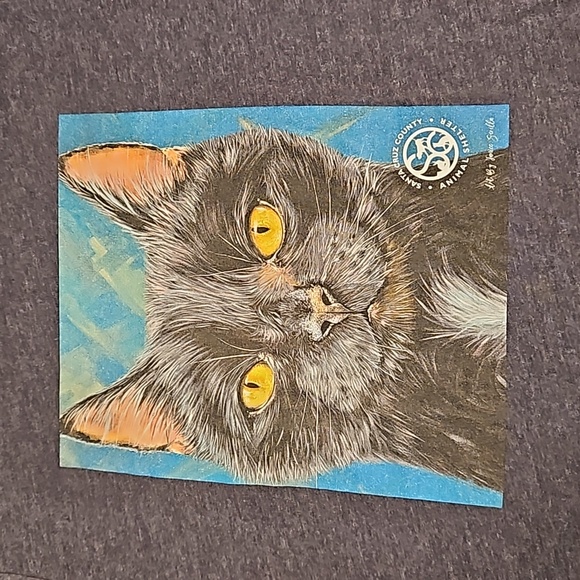 Cat face graphic tee gray black short sleeve Santa Cruz Animal Shelter Medium - Picture 2 of 7